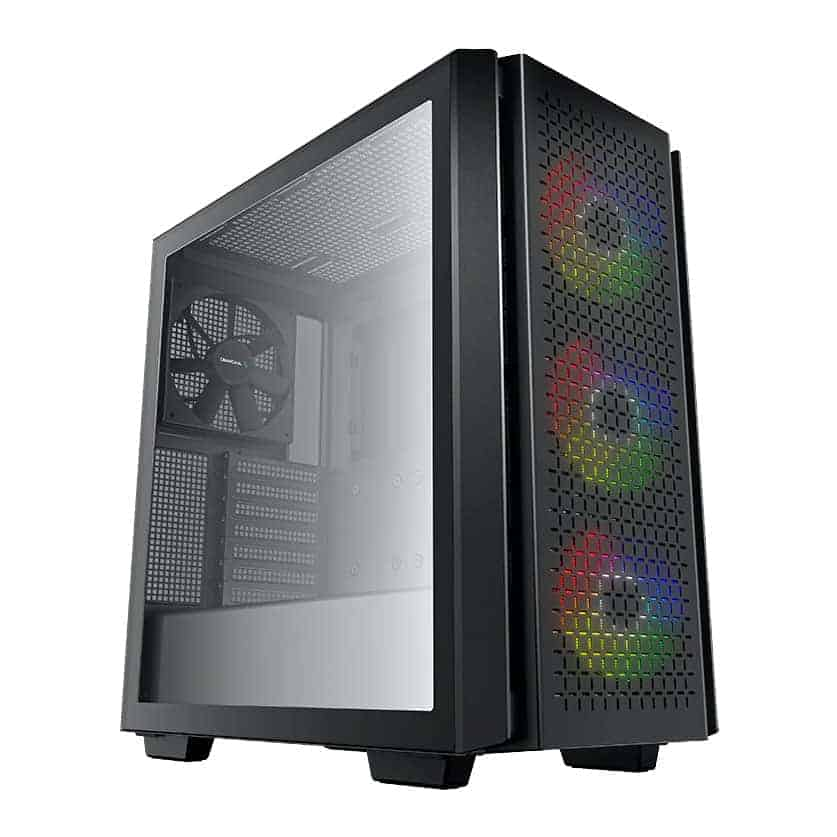 DeepCool CG560 Tempered Glass Black Mid Tower PC Gaming Case inc 3x 120mm ARGB Fans